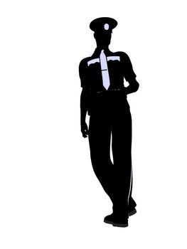 Male police officer silhouette illustration on a white background