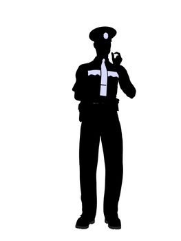 Male police officer silhouette illustration on a white background