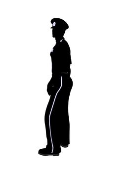 Male police officer silhouette illustration on a white background