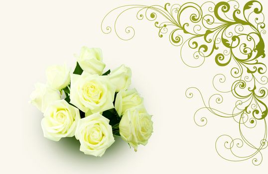 Romantic white bouquet which is made from white, fresh roses