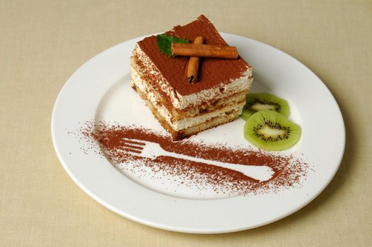 delicious and beautiful cake with  the cinnamon topping