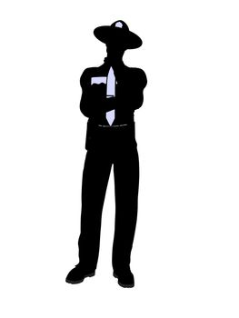Male police officer silhouette illustration on a white background