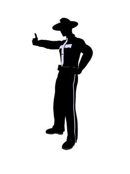 Male police officer silhouette illustration on a white background