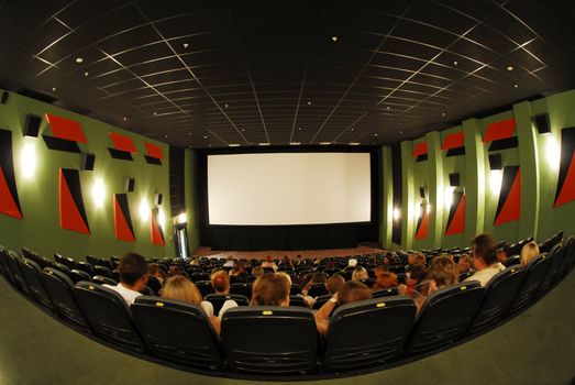 Cinema red seats in cinema hall 4