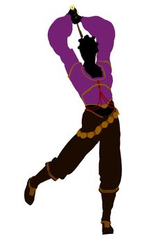 African american female pirate silhouette on a white background
