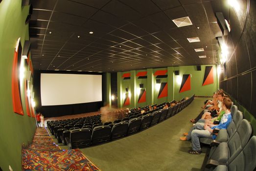 Cinema red seats in cinema hall 5