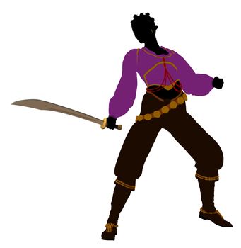 African american female pirate silhouette on a white background