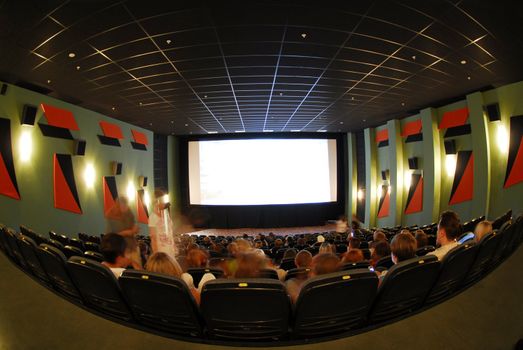 Cinema red seats in cinema hall 7