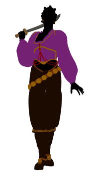 African american female pirate silhouette on a white background