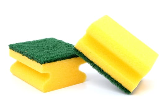 Sponge for washing utensils, on a white background 