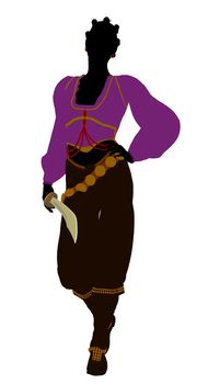 African american female pirate silhouette on a white background