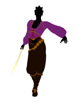 African american female pirate silhouette on a white background