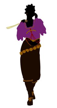 African american female pirate silhouette on a white background