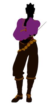 African american female pirate silhouette on a white background