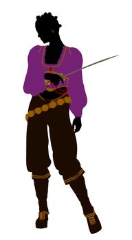 African american female pirate silhouette on a white background