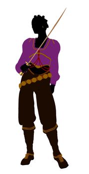 African american female pirate silhouette on a white background