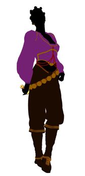 African american female pirate silhouette on a white background