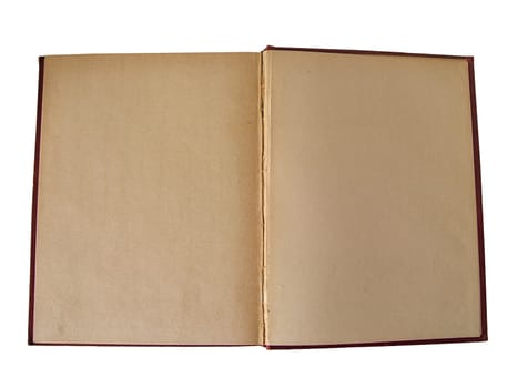 Open ancient book isolated on white background