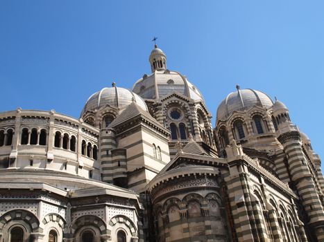 Right Sideview of La Major Cathedral in provence city of Marseille