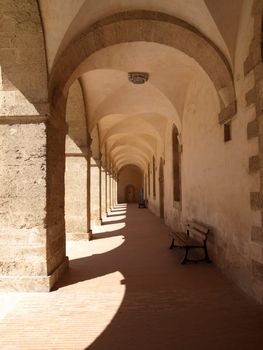 corridor of the people's hospice "La vieille Charite" in provence city of Marseille
