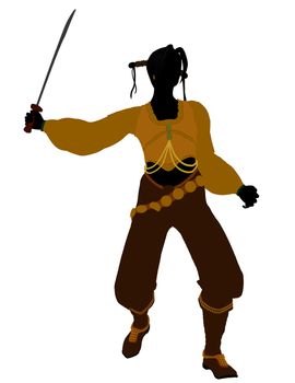 A Female pirate silhouette on a white background