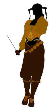 A Female pirate silhouette on a white background