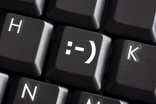 happy and positive emotions or feelings shown on computer keyboard
