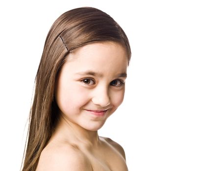 Portrait of a young girl isolated on white background