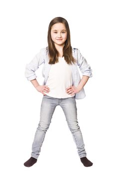Portrait of a young girl isolated on white background