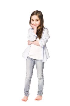 Portrait of a young girl isolated on white background