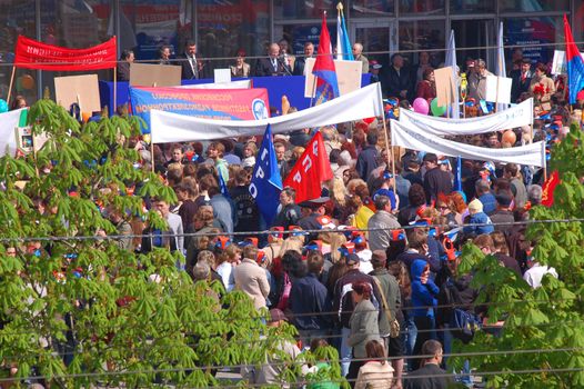 Demonstration with red flags. Russia. Rostov-on-Don. 1 may 2007