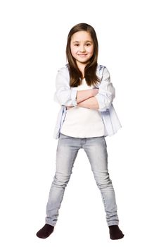 Portrait of a young girl isolated on white background