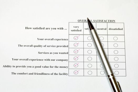 How satisfied are you survey form tick with red arrow very satisfied