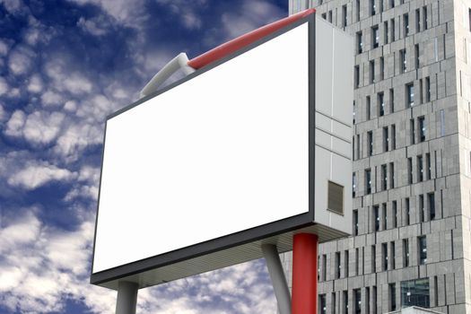 Blank Billboard and Nice puffy Clouds with building
