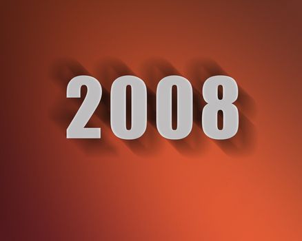 2008 3D with nice shadow in a beautiful gradient background