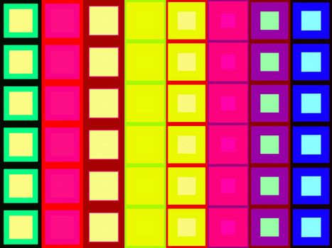 Colourful abstract vertical stripes and bars with  squares modification