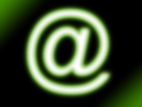 abstract at @ sign in style of green glowing neon tube