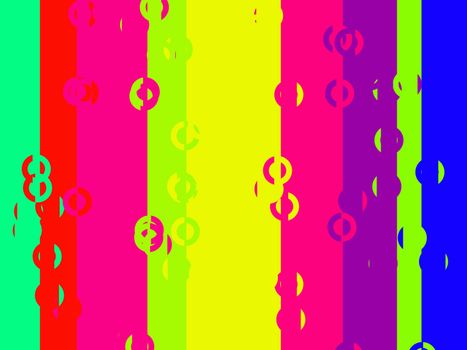 Colourful abstract vertical stripes and bars with small overlaid circles