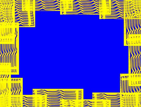 Abstract - Blue background with yellow wobbles as border