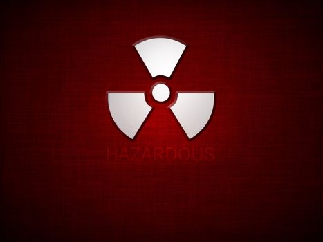 Red grunge background with sign and text saying hazardous