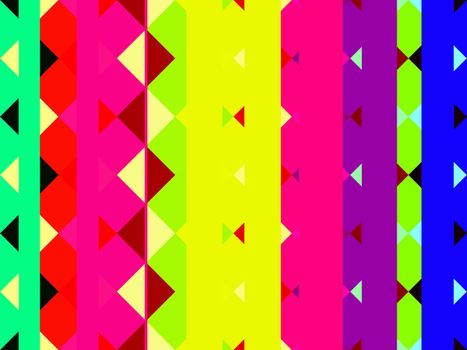 Colourful abstract vertical stripes and bars with triangles
