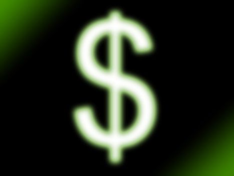 abstract green dollar sign in the style of a neon light