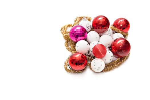 Christmas ornaments on white background