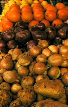 Vegetable and fruit on market stand