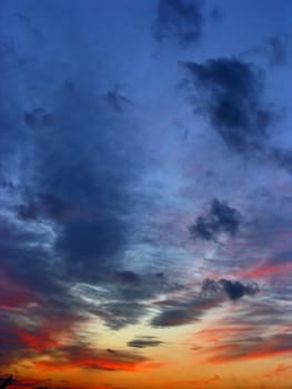 Beautiful sunset sky with clouds
