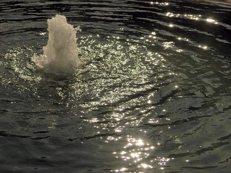 Water fountain with water steam