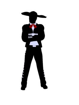 Male mariachi illustration silhouette illustration on a white background