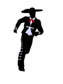 Male mariachi illustration silhouette illustration on a white background