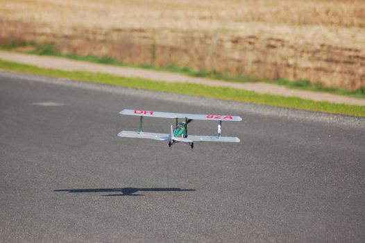 old vintage remote controlled model or toy biplane