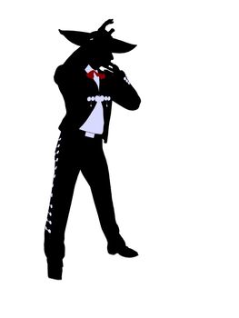 Male mariachi illustration silhouette illustration on a white background